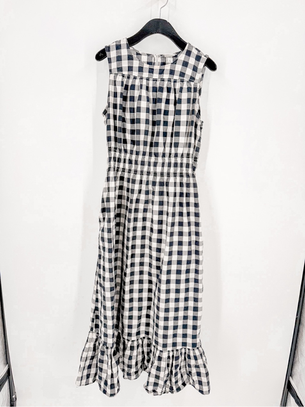 A New Day Black White Gingham Ruffle Maxi Dress Size L